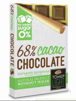 Горький шоколад Лайт без сахара 68% 90гр Томер